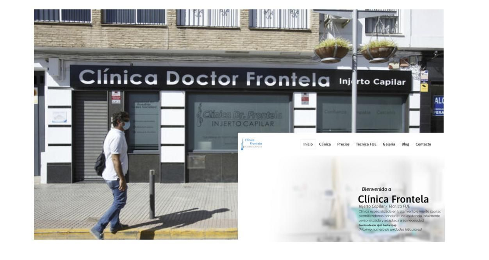 La clínica en junio pasado y, en el recuadro, su actual nombre sin la palabra "doctor"