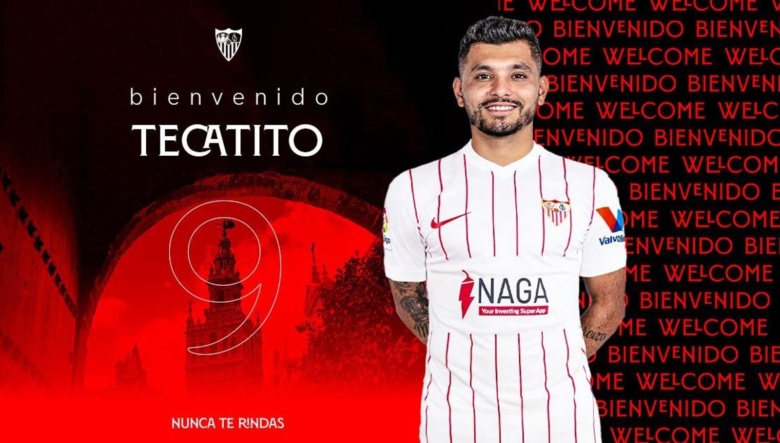 El montaje realizado por el Sevilla para anunciar su llegada.