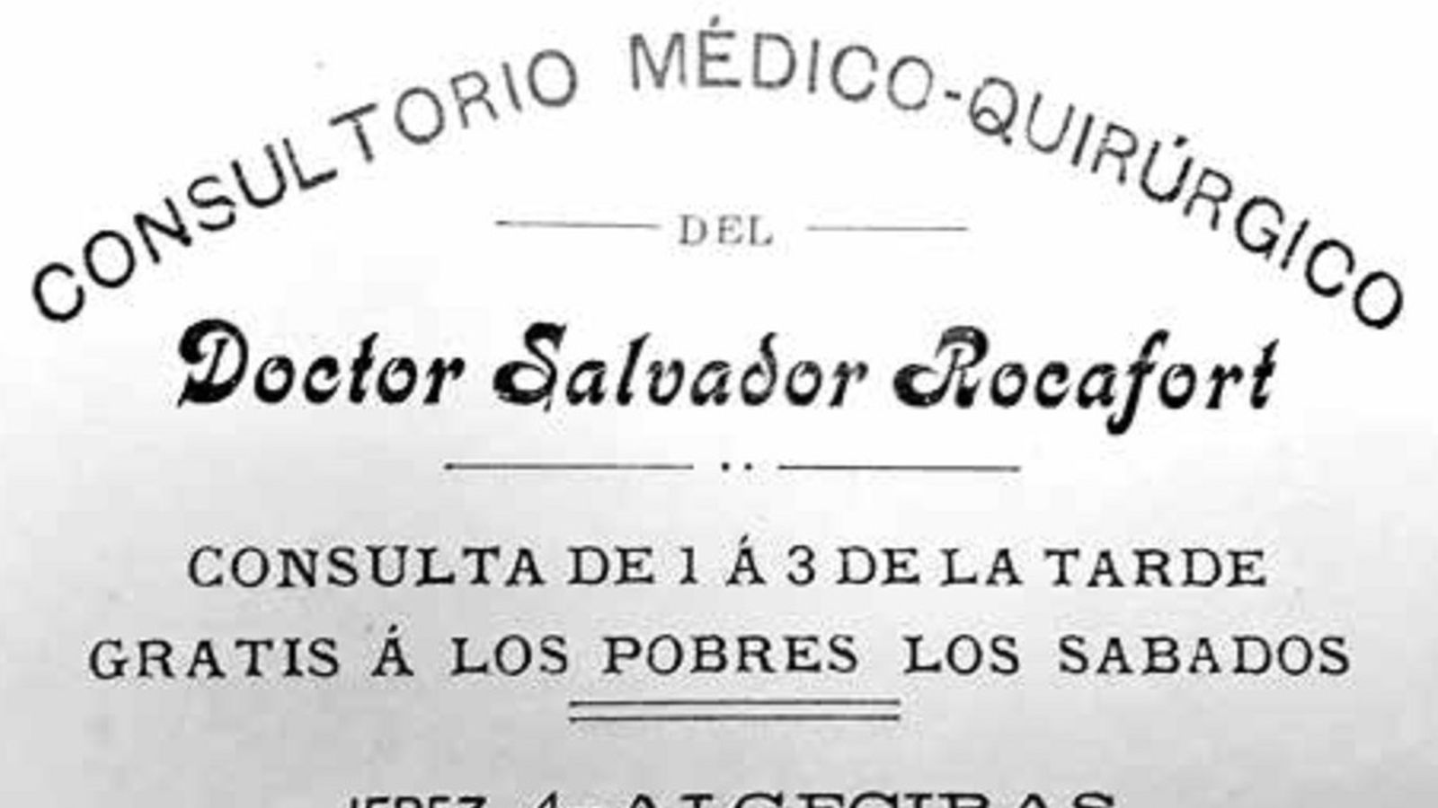 Epígrafe de la receta privada del doctor Salvador Rocafort. Archivo Municipal de Algeciras.