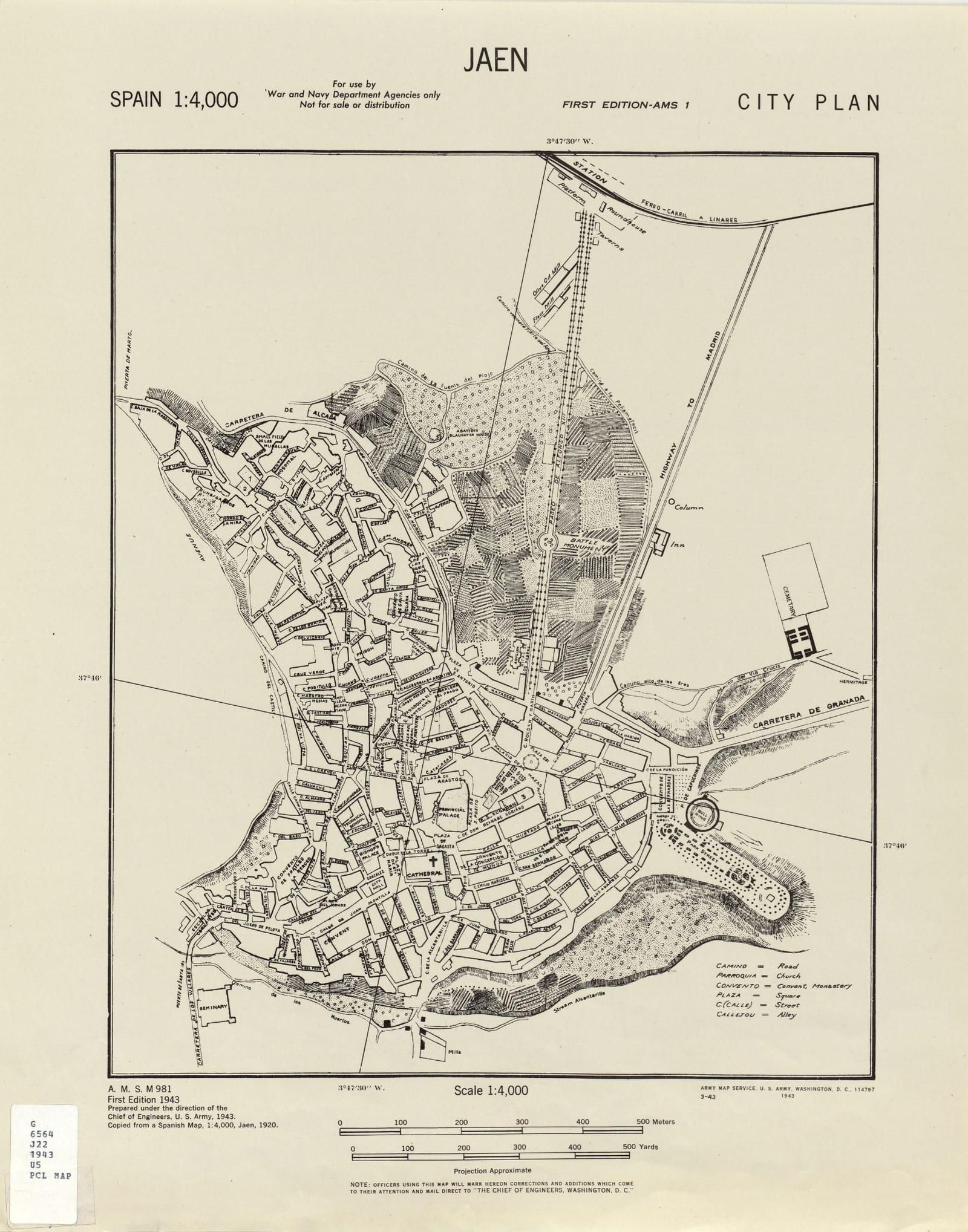 Plano de Jaén del departamento Naval inglés.
