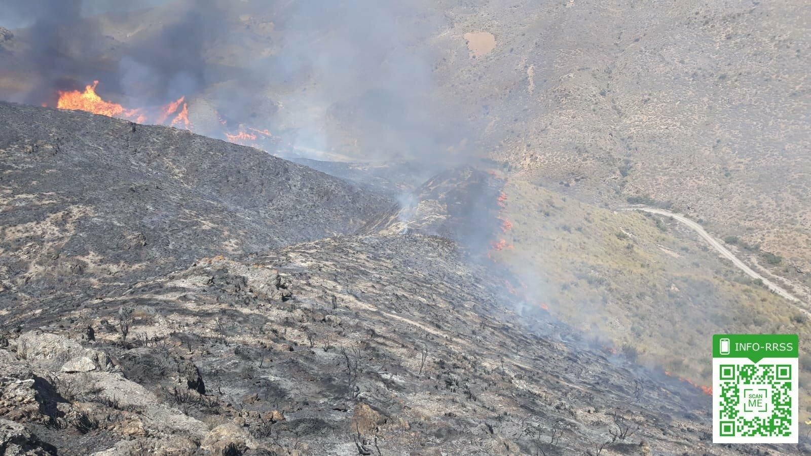 Incendio forestal en un paraje de Huércal de Almería.