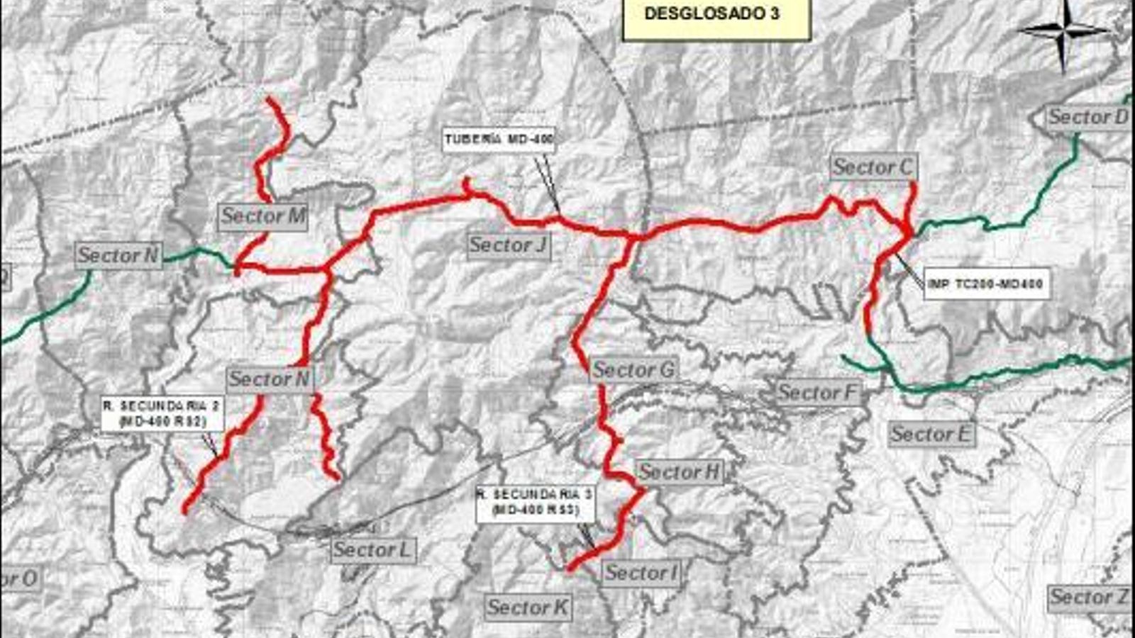 Desglosado 3 canalizaciones de Béznar y Rules