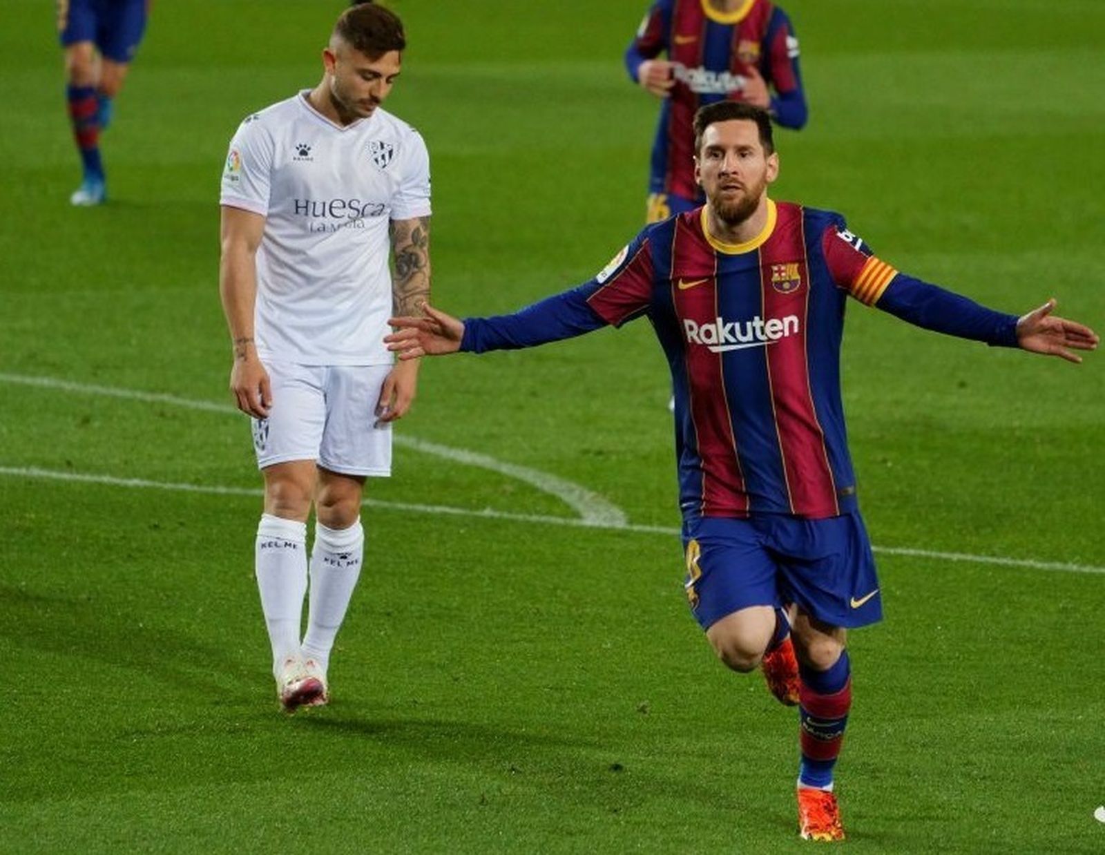 Leo Messi celebra un gol ante el Huesca