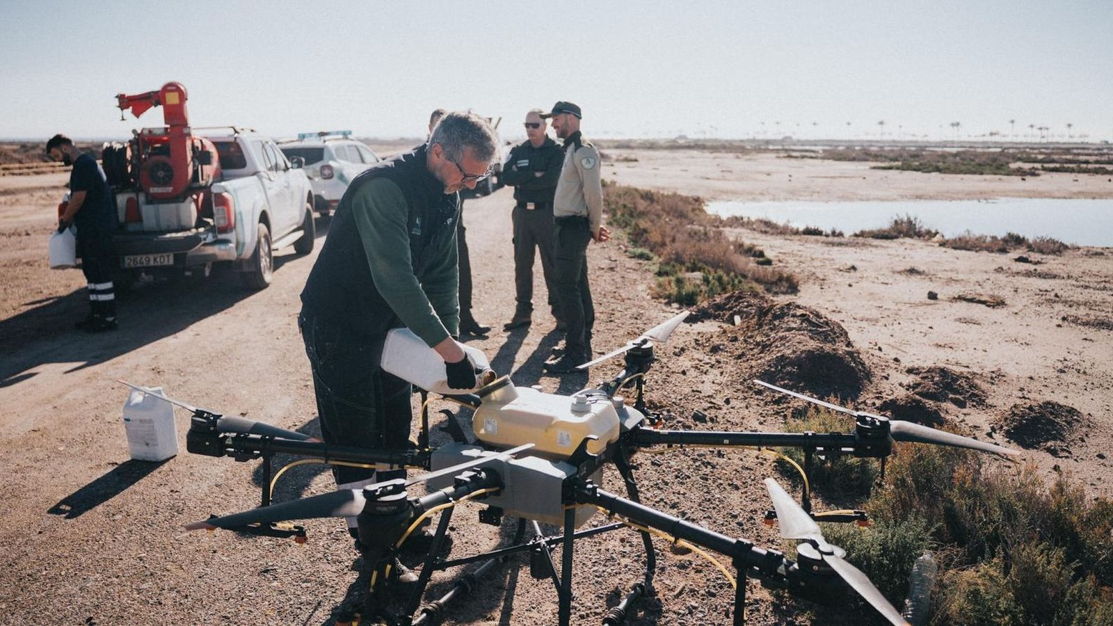 Uno de los drones utilizados en Roquetas.