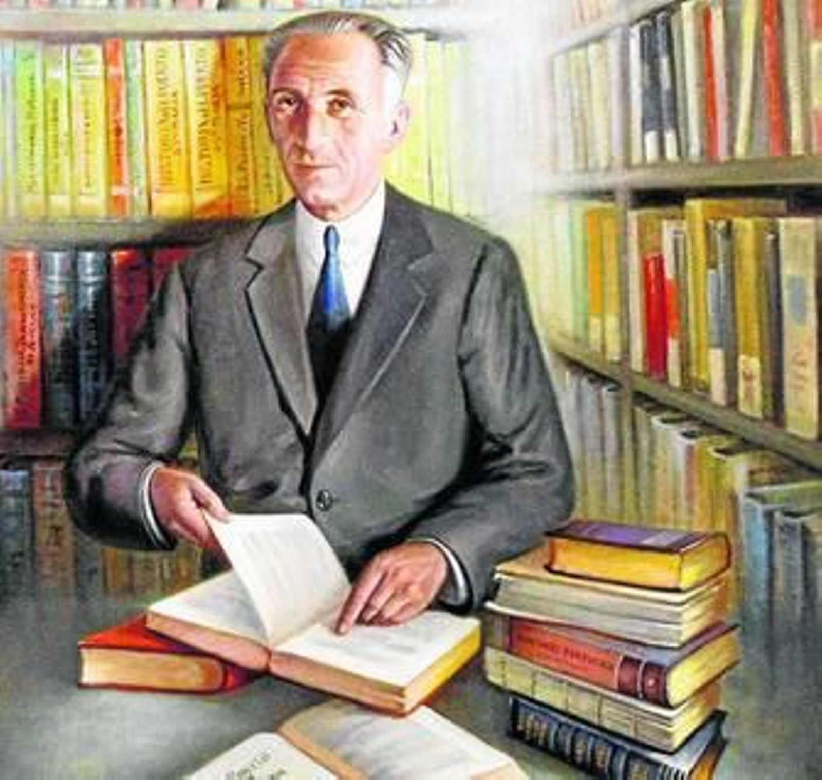 Una imagen de Hipólito Sancho en el cuadro que se encuentra en la galería de portuenses ilustres, en San Luis.