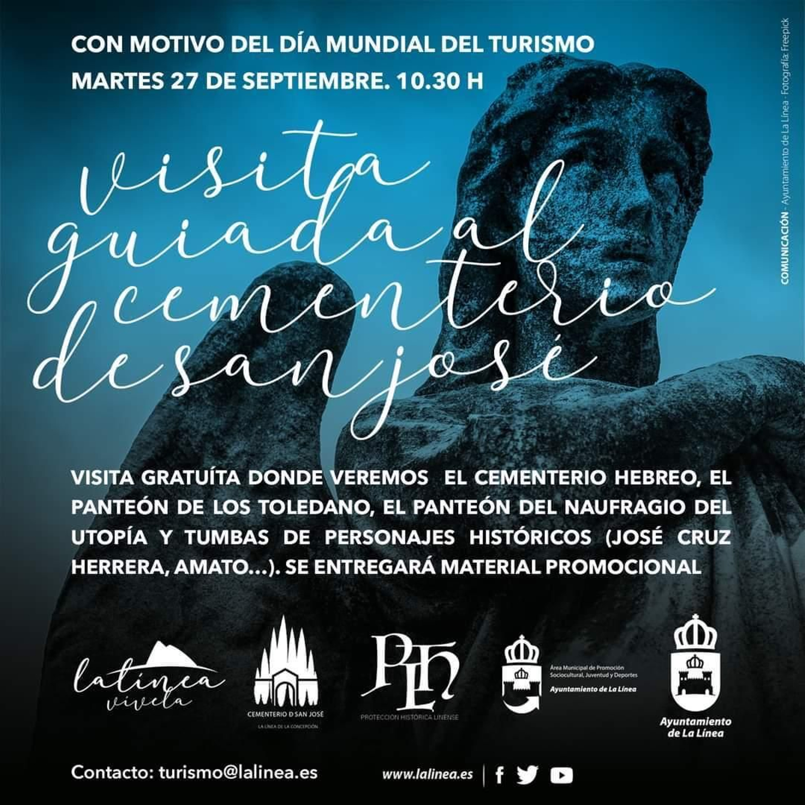 Cartel de la visita guiada al cementerio de La Línea.