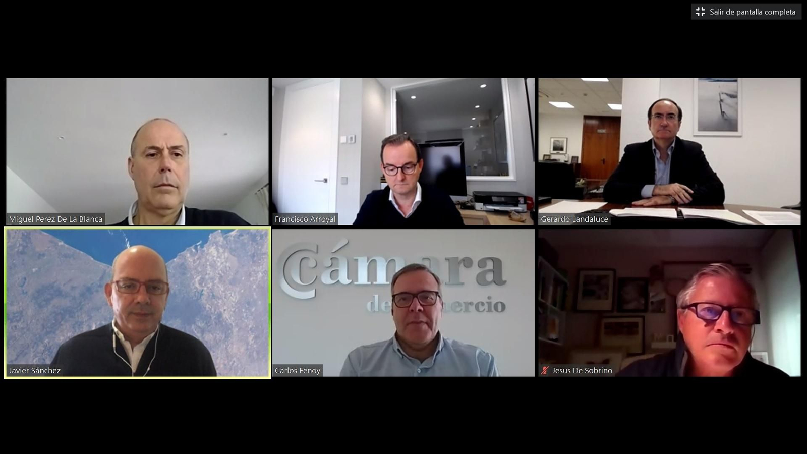 Participantes en el desayuno virtual de la Confederación de Empresarios.