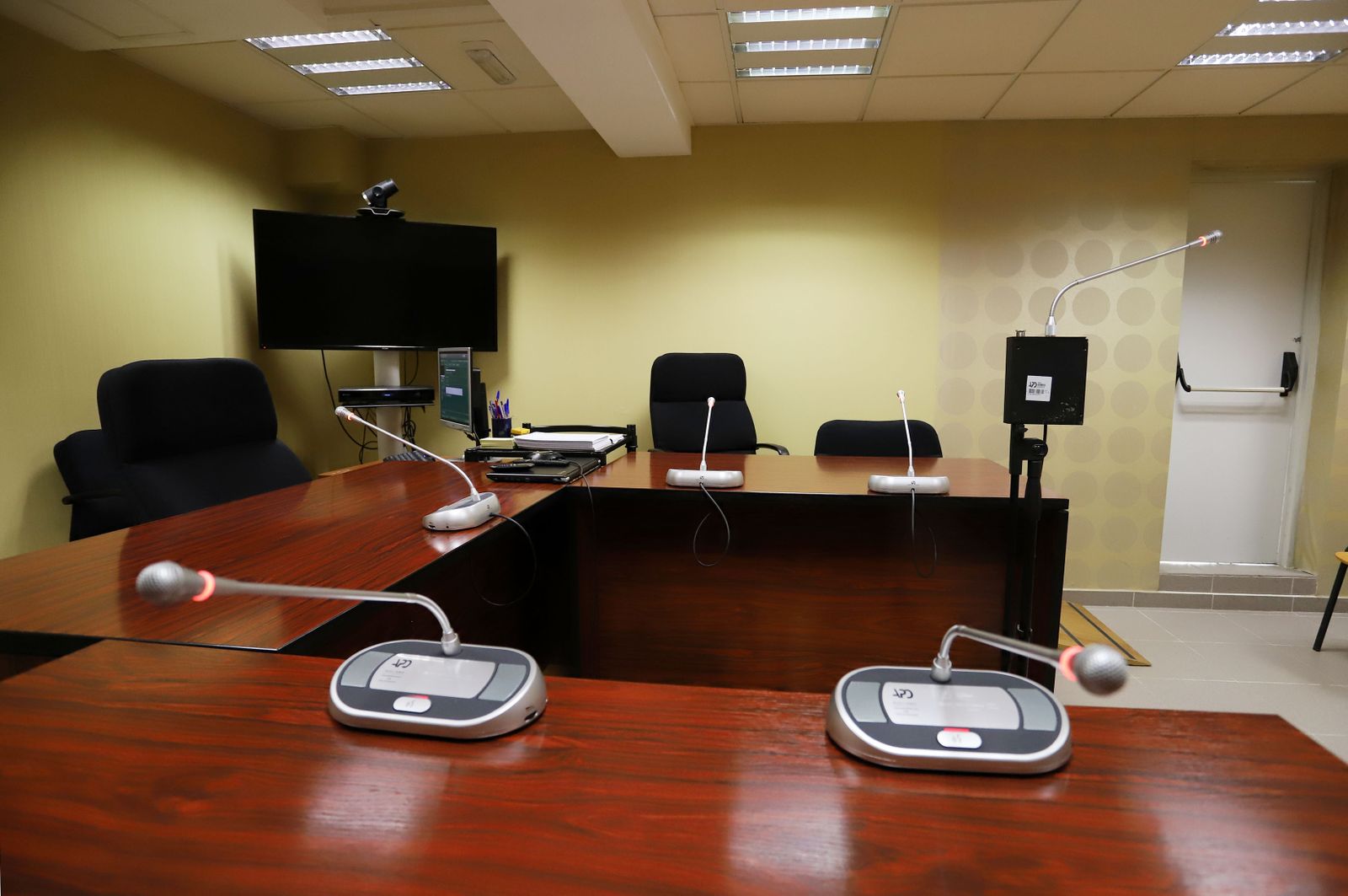 Una de las salas de juicios en la Audiencia Provincial de Huelva.