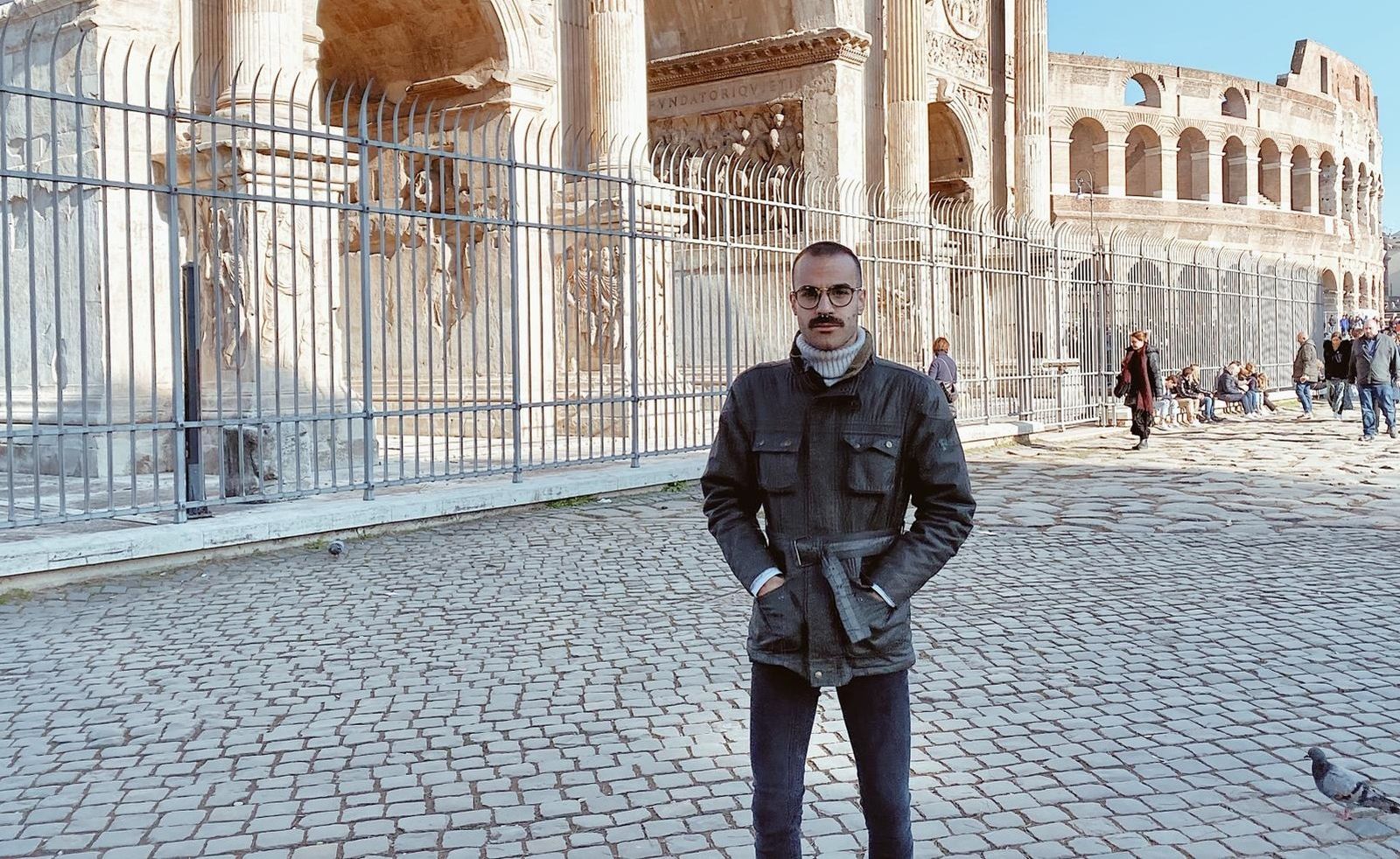 Javier Sánchez, durante su visita al Coliseo de Roma.