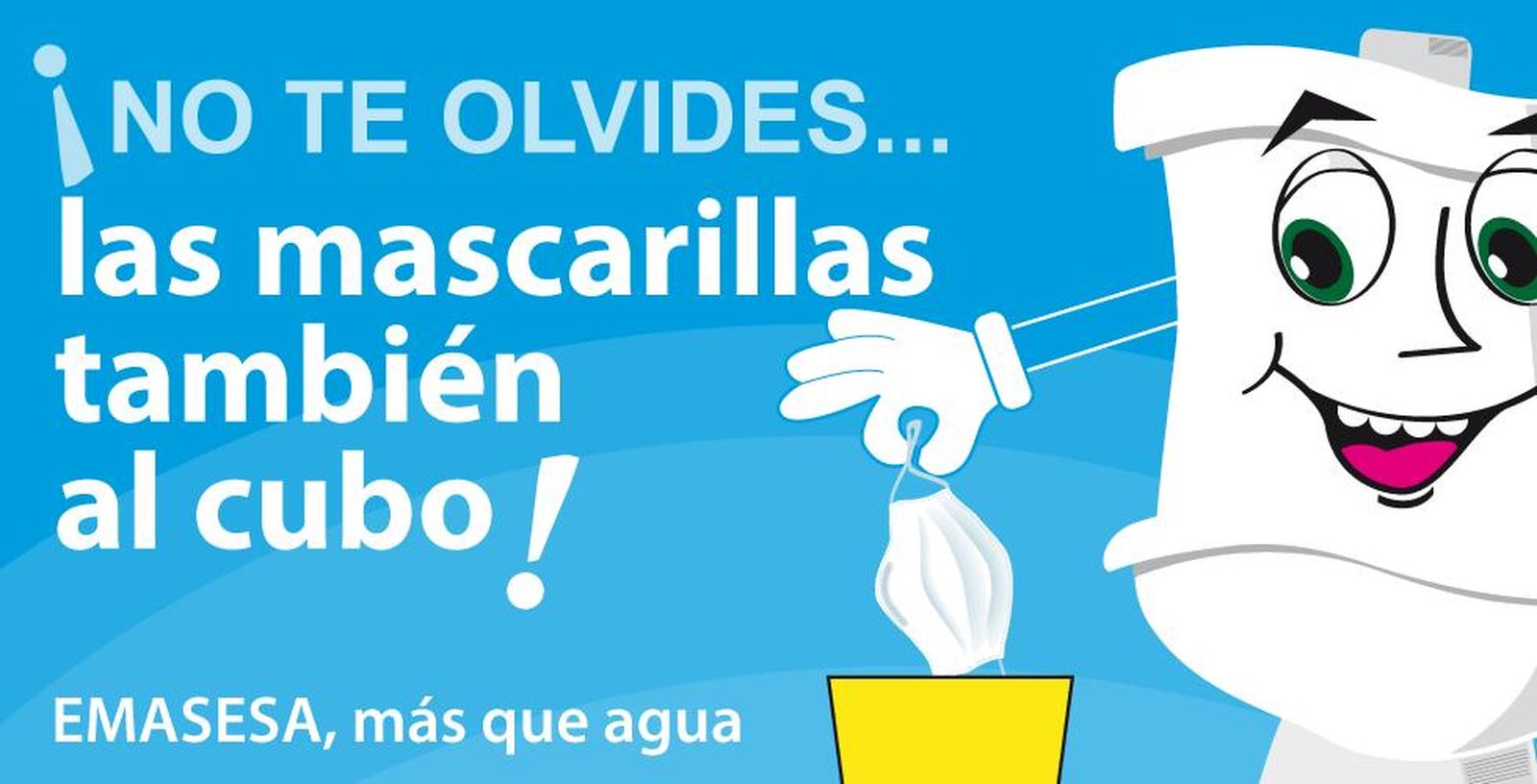 #MascarillasAlCubo  la campaña de concienciación de Emasesa para desechar guantes y mascarillas
