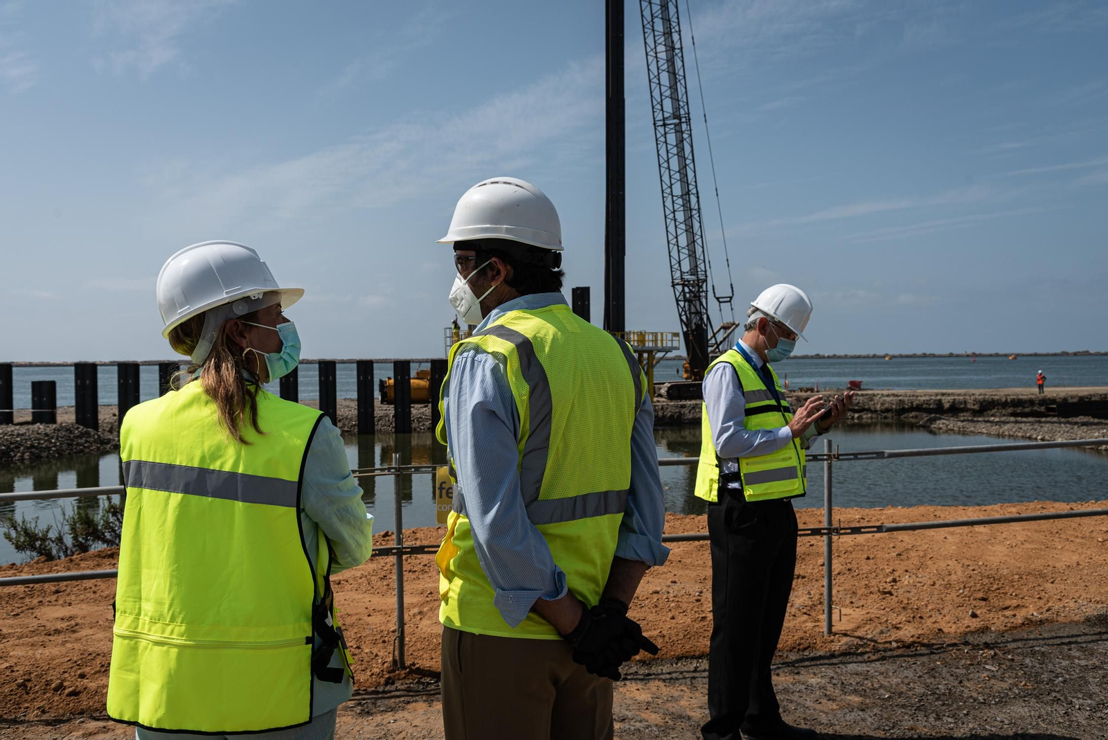 Imágenes de a obra de ampliación del muelle sur del Puerto de Huelva