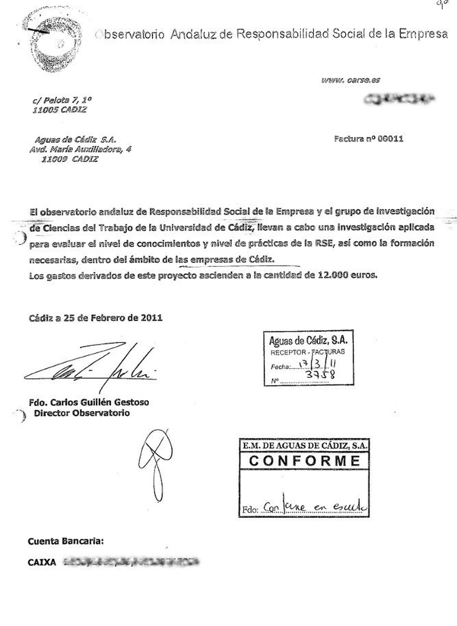 Primera misiva de Guillén a Aguas de Cádiz.