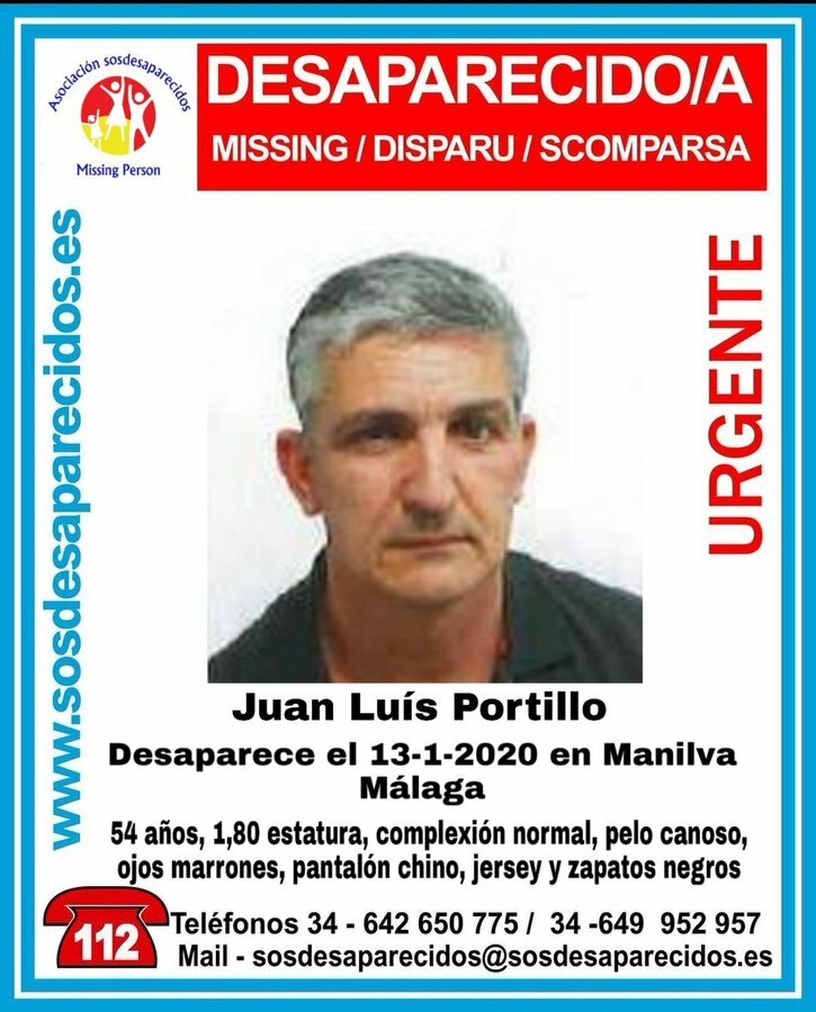 Cartel del hombre desaparecido en Manilva.