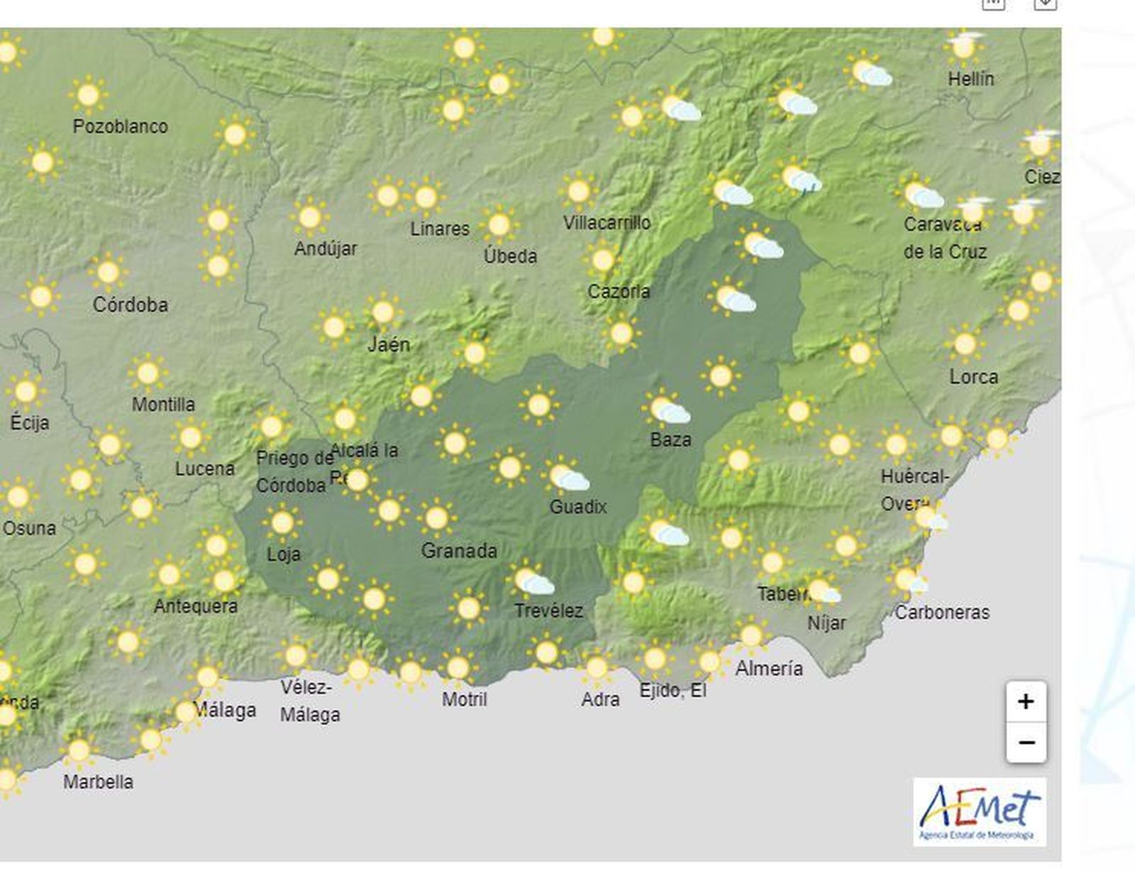 El Tiempo en Granada el 14 de junio de 2024