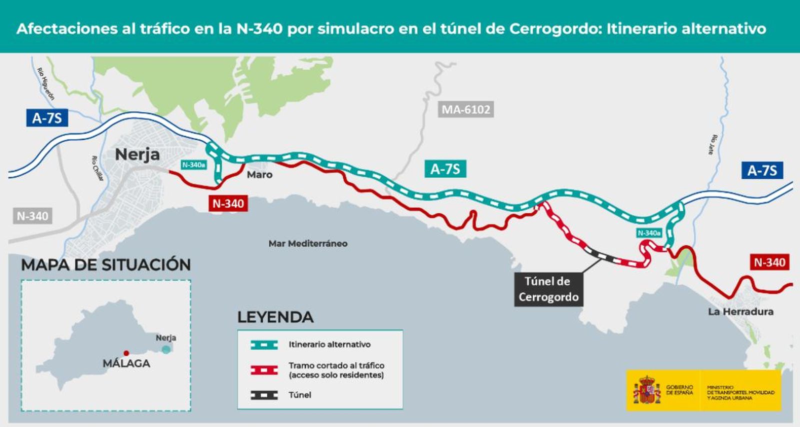 Desvíos por el corte provisional de la M-340