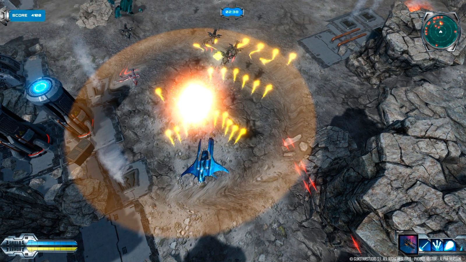 Una imagen de 'Phobos Vector Prime', desarrollado por Gunstar Studio en el Games Camp de Sevilla.