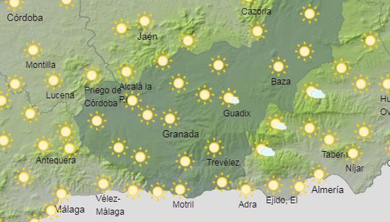 Tiempo en Granada |  Los avisos por calor se reducen este martes a nivel amarillo