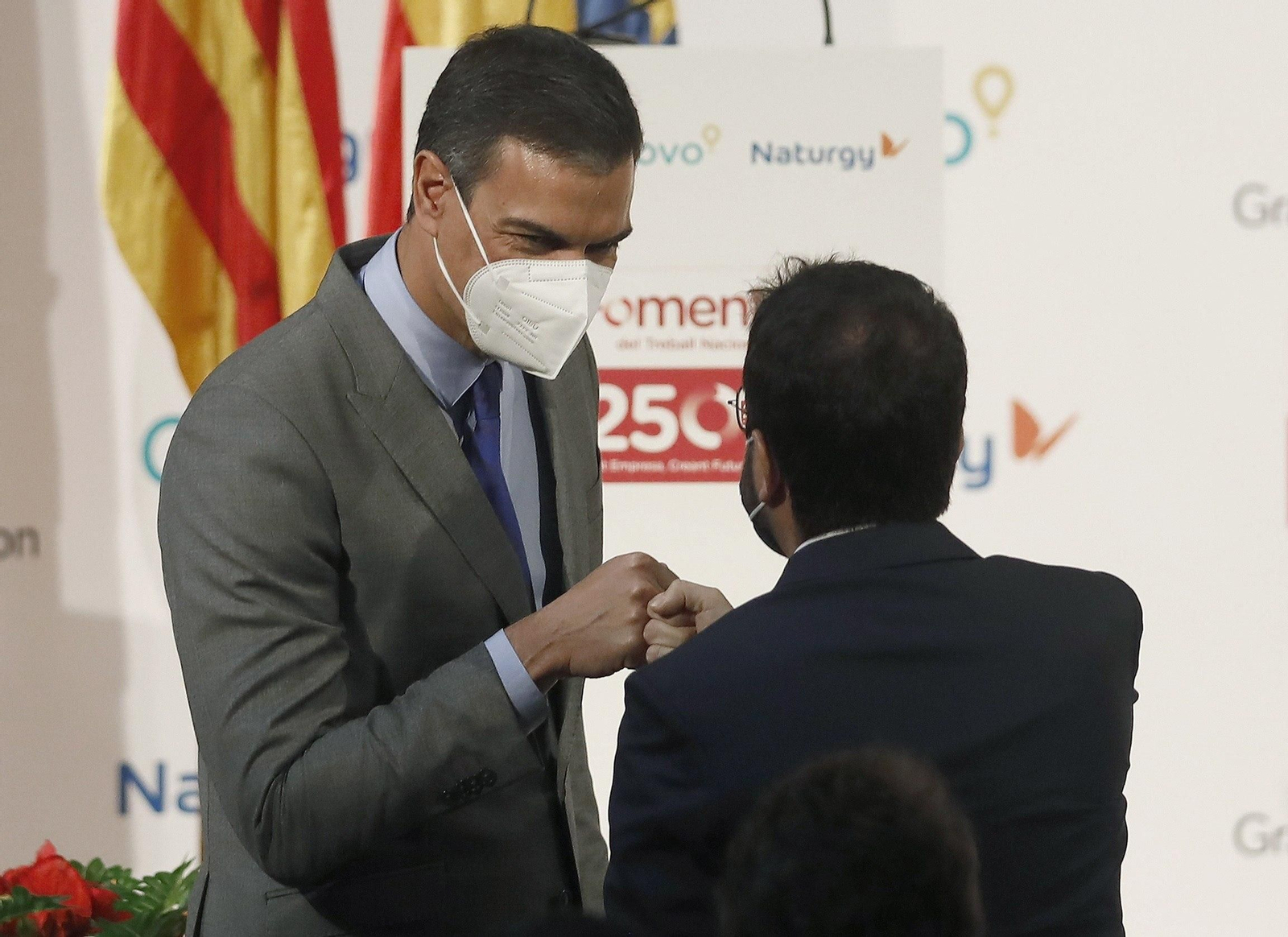 Pedro Sánchez y Pere Aragonès. Pedro Sánchez y Pere Aragonès.