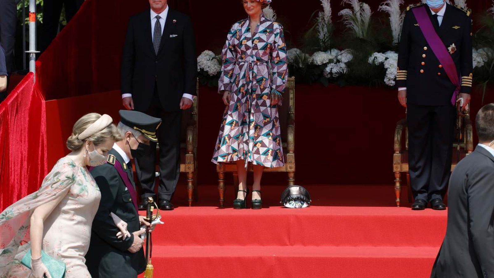 La princesa, en julio, en el palco de la familia real belga en presencia de los reyes, Felipe, su hermano, y Matilde.