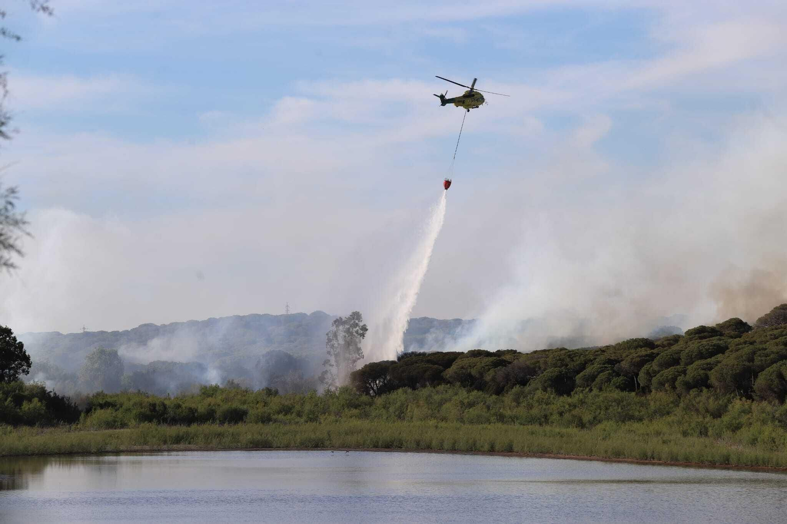 Fuego en la laguna del Portil: las imágenes del incendio