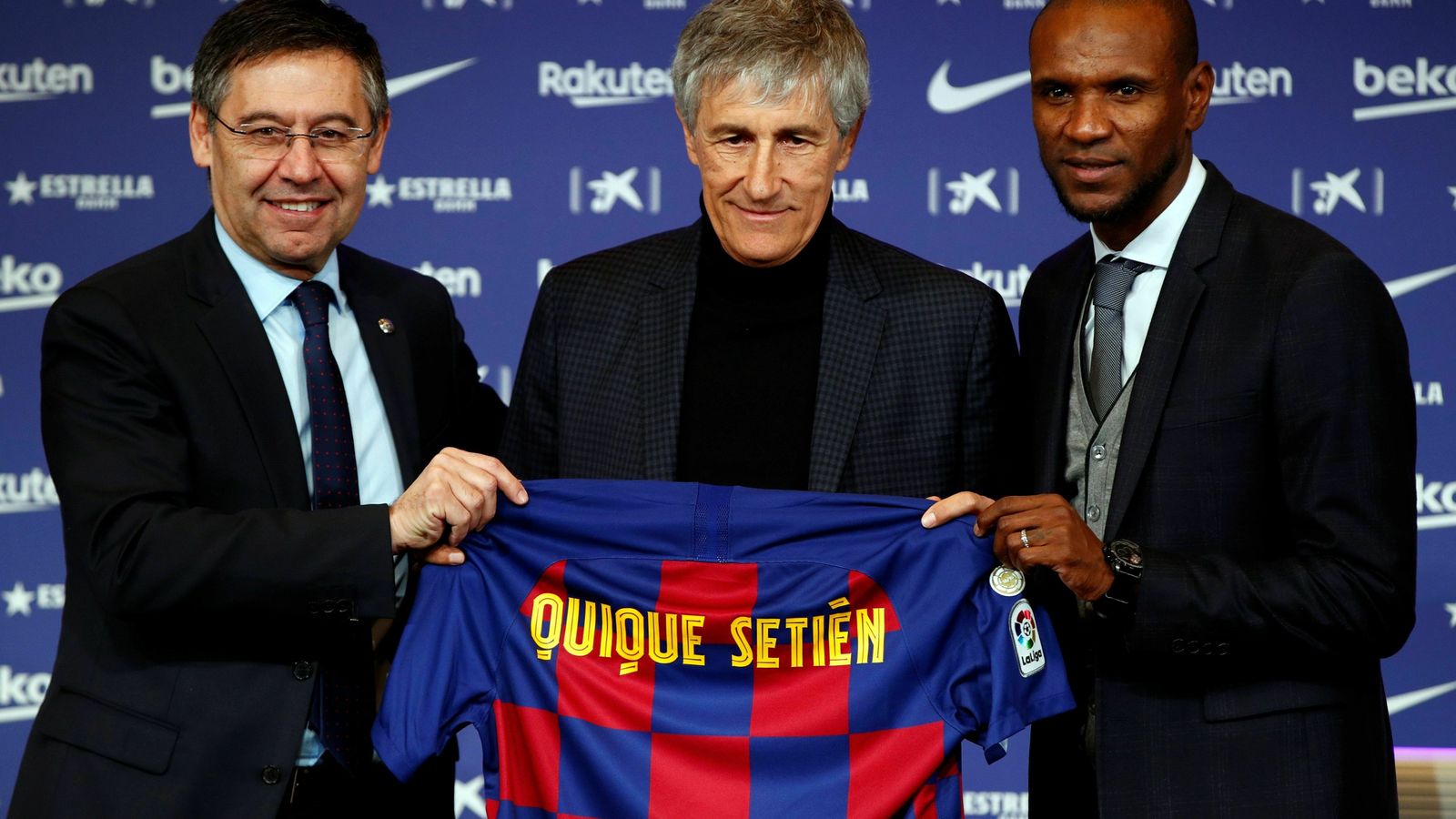 Quique Setién durante su presentación como nuevo entrenador del Barcelona.