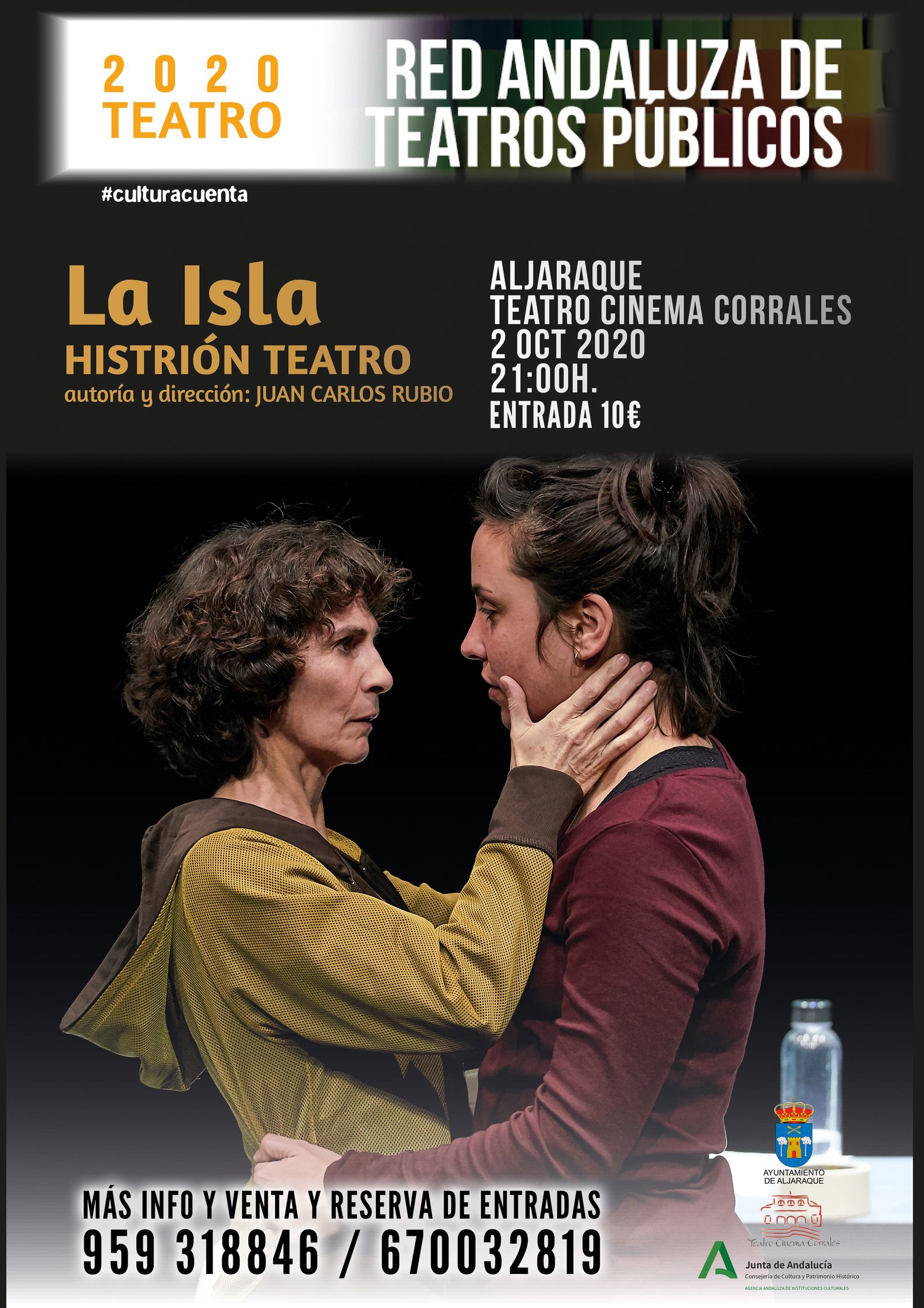 Cartel de la obra La Isla del programa cultural de Aljaraque.