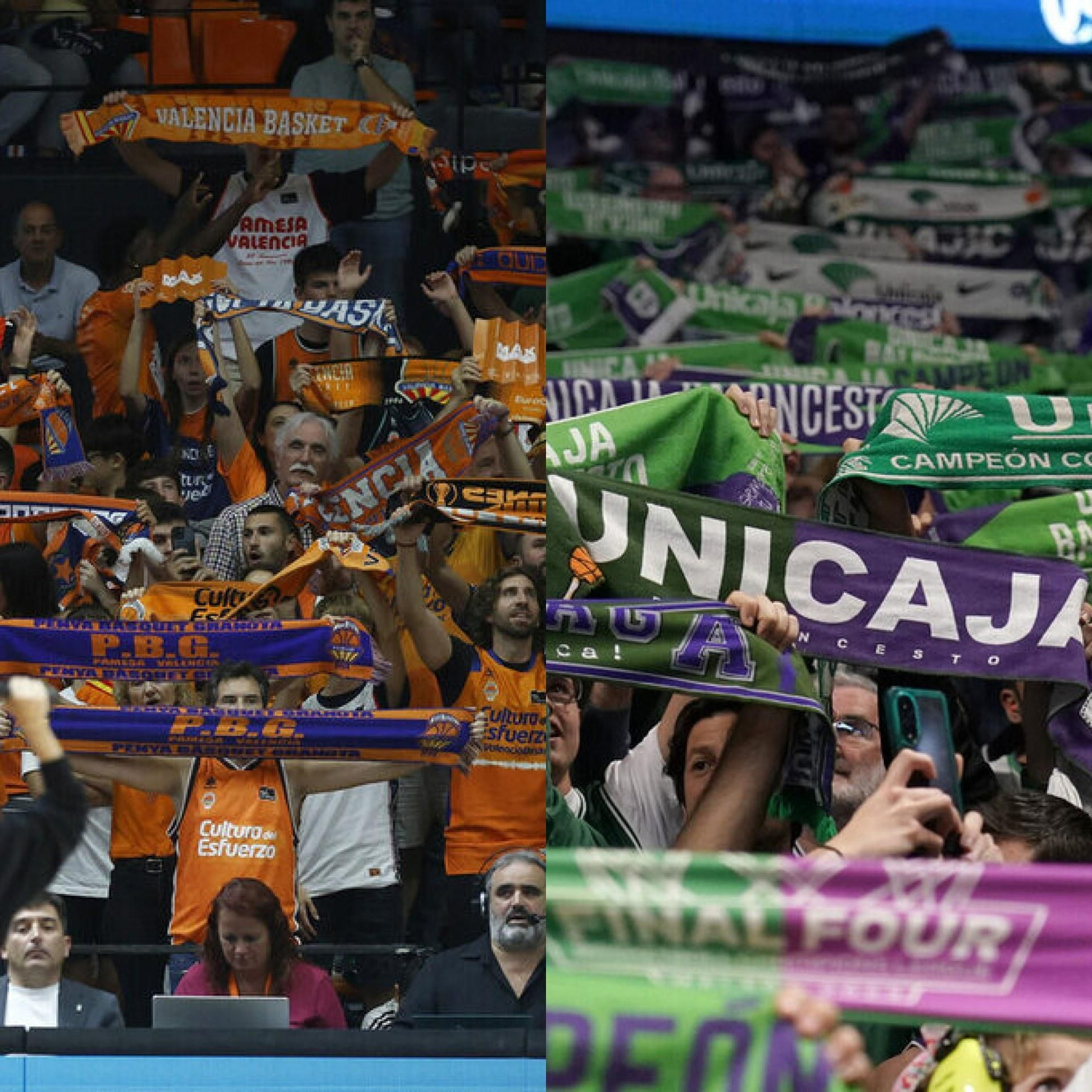 Aficiones de Valencia y Unicaja.