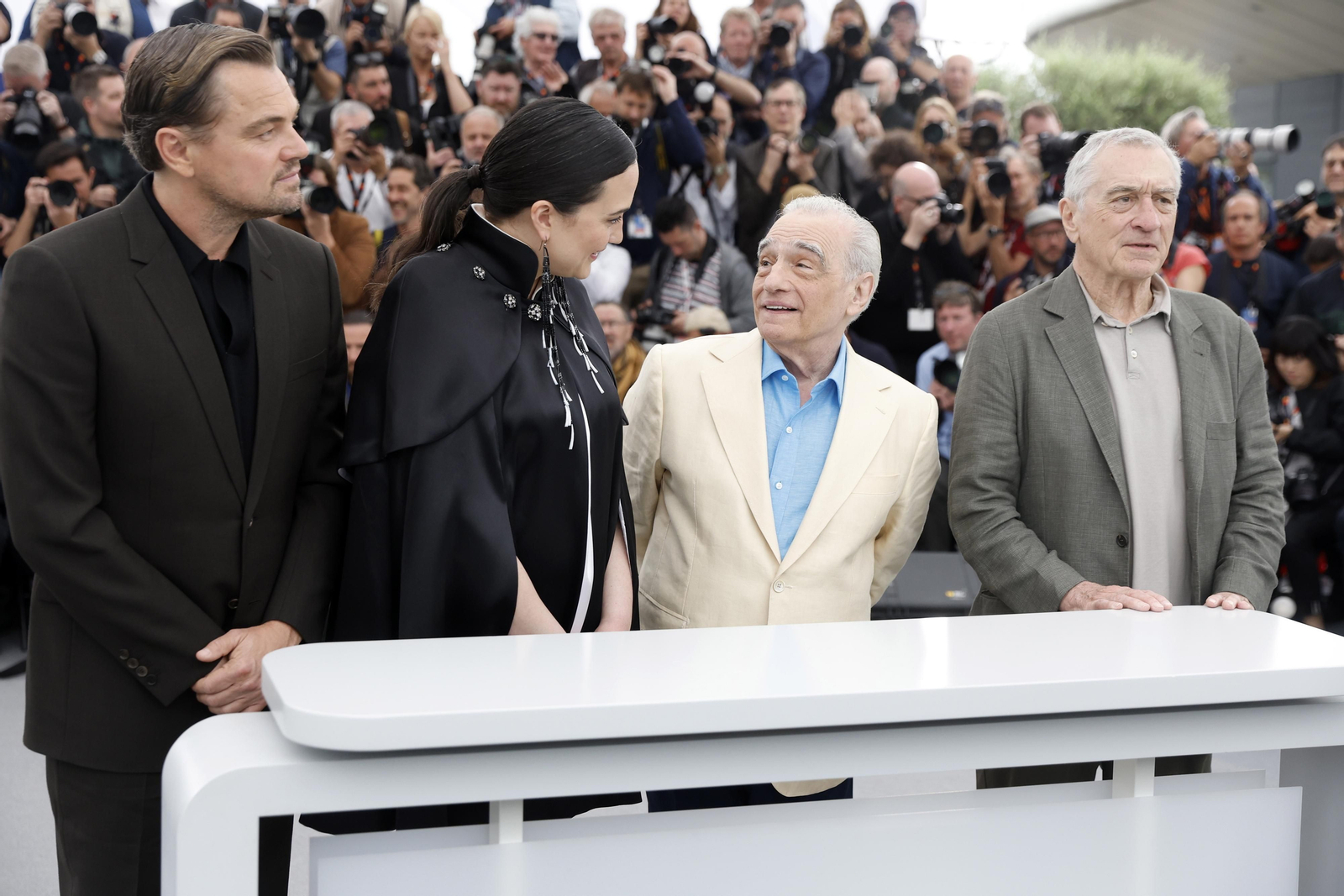 Scorsese, con DiCaprio, Lily Gladstone y De Niro.