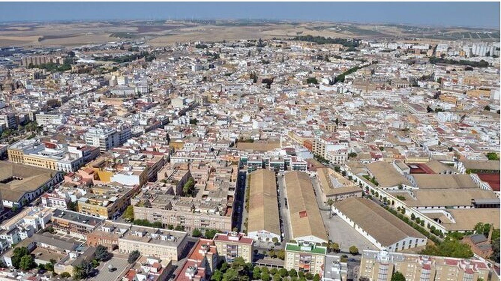 Vista aérea del casco histórico de Jerez.