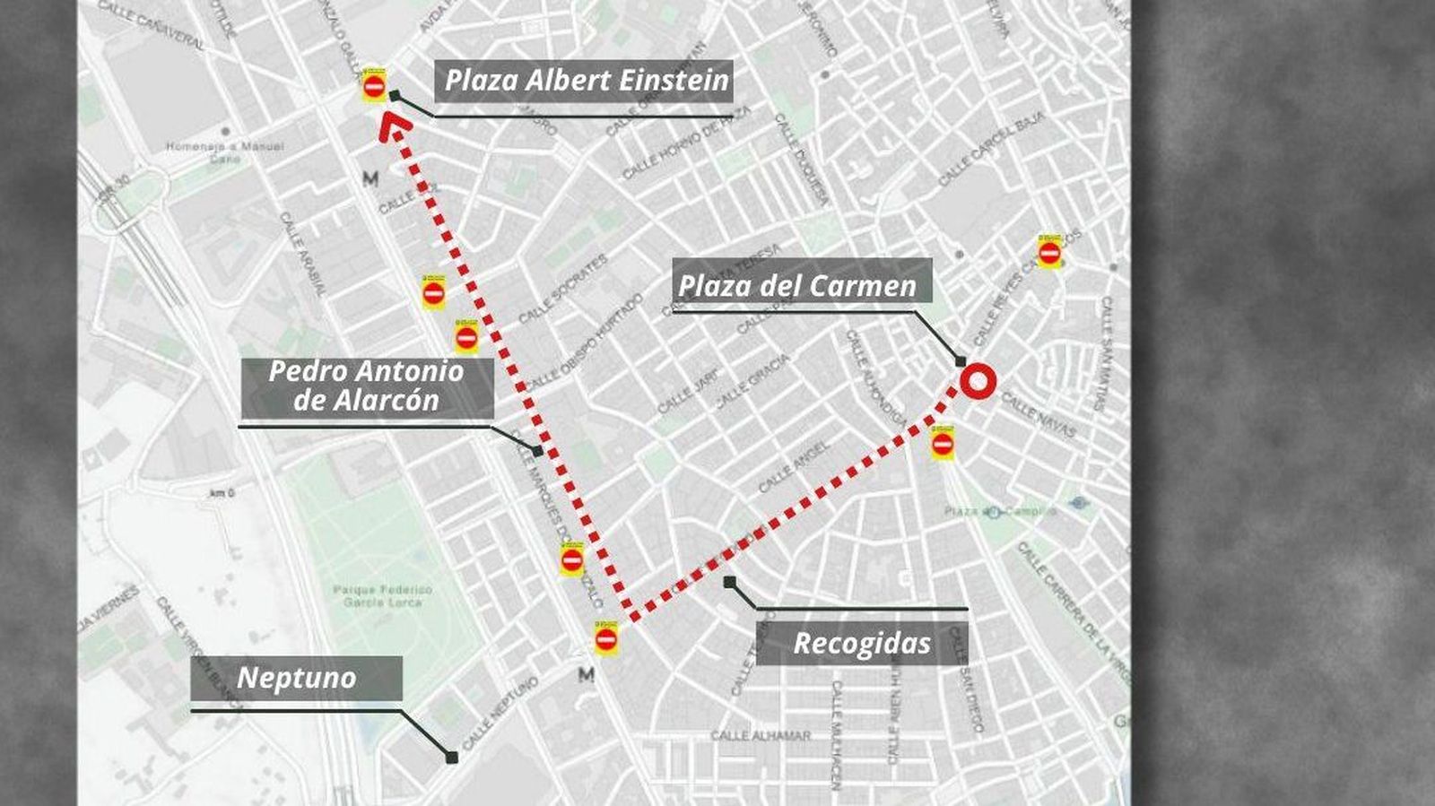 Recorrido de la manifestación feminista de este viernes en Granada