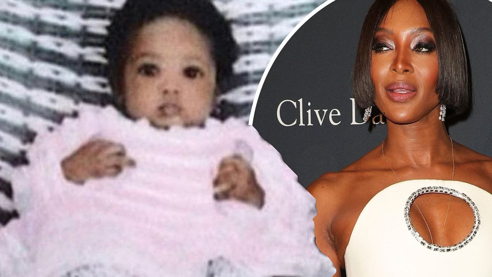 Naomi Campbell, de bebé (i.) y hace unos años.