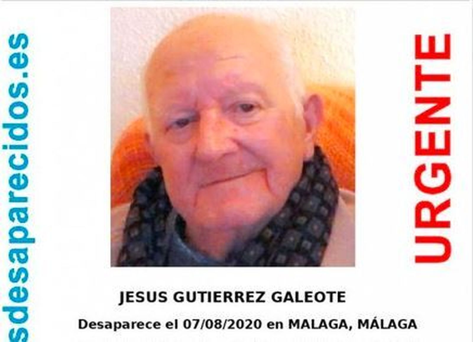 Anciano desaparecido en Málaga.