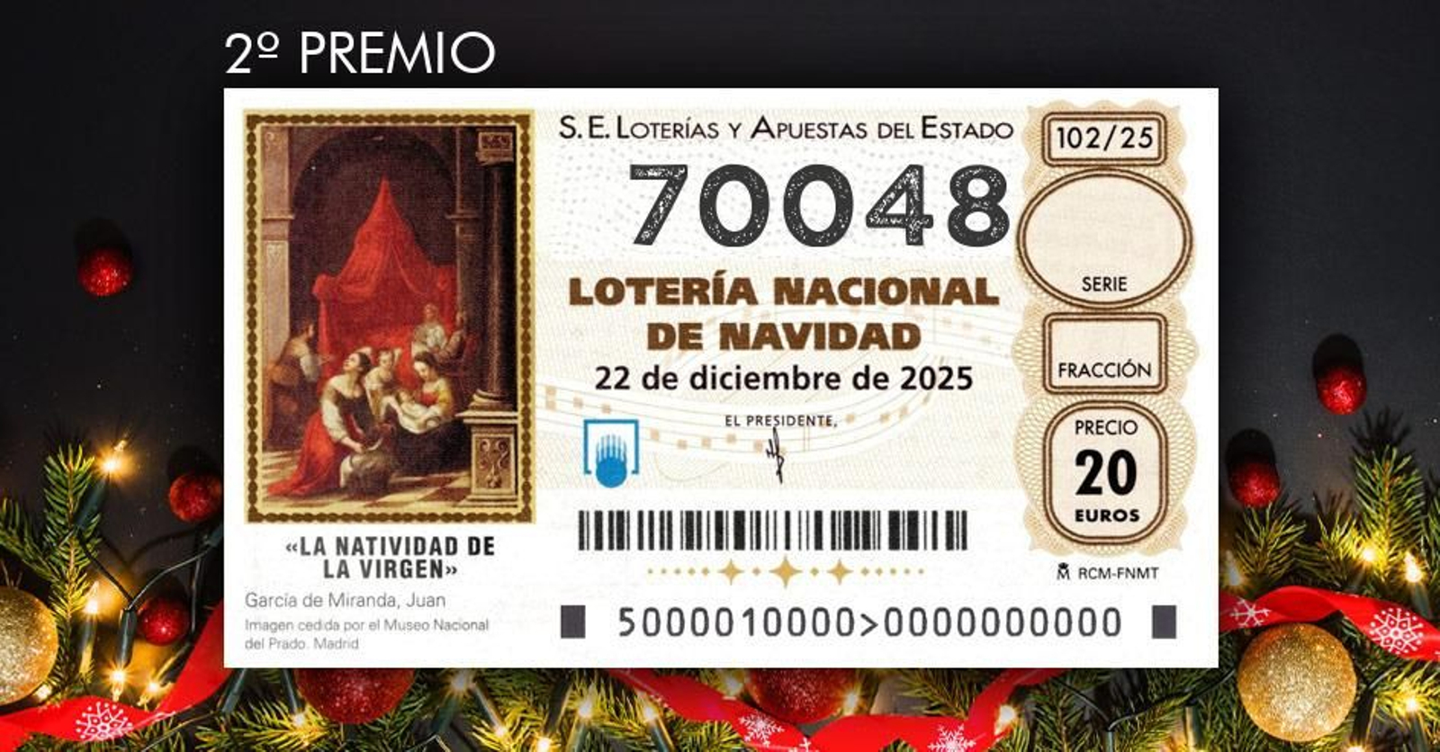 Segundo Premio de la Lotería de Navidad 2025