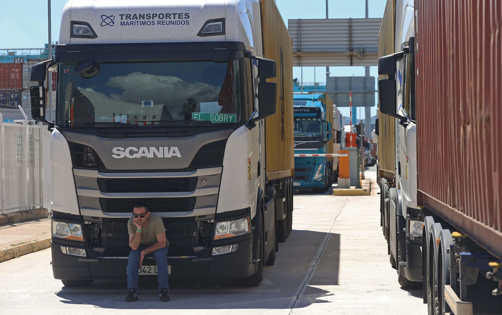 Imágenes de la protesta de la estiba por el sistema ETS en el puerto de Algeciras