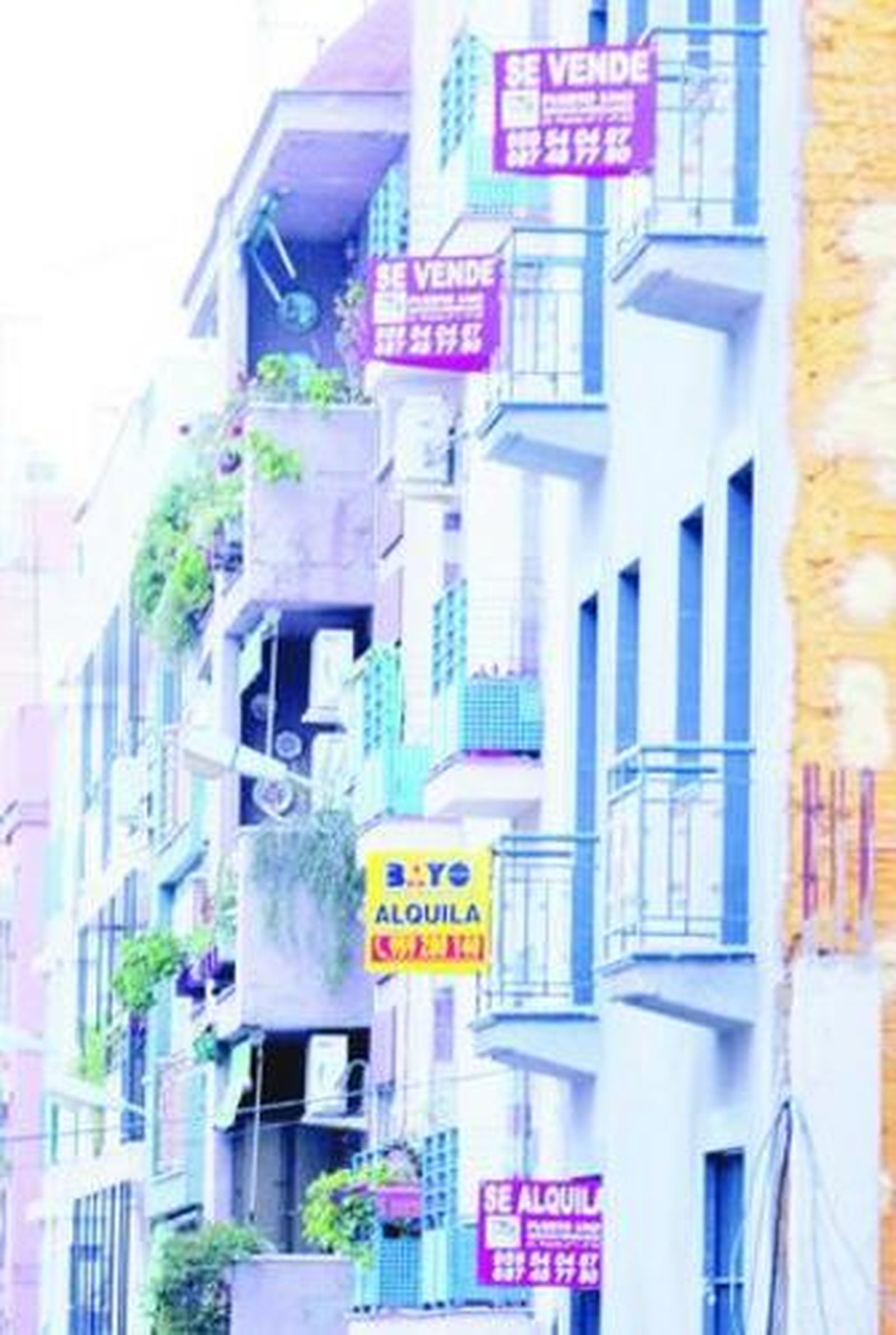 Pisos en venta y en alquiler en un bloque de viviendas.