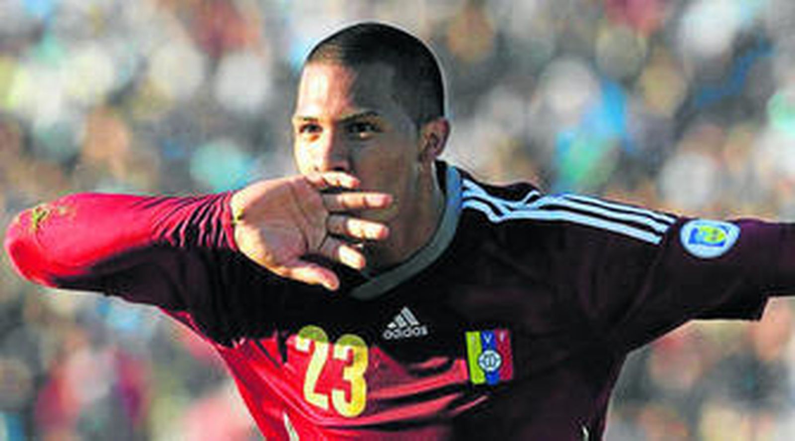 Rondón celebra el tanto del empate de Venezuela.