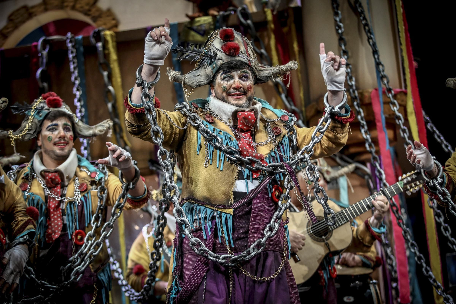 Kike ‘Remolino’ durante una de las actuaciones de su comparsa en el Concurso de Agrupaciones 2020.