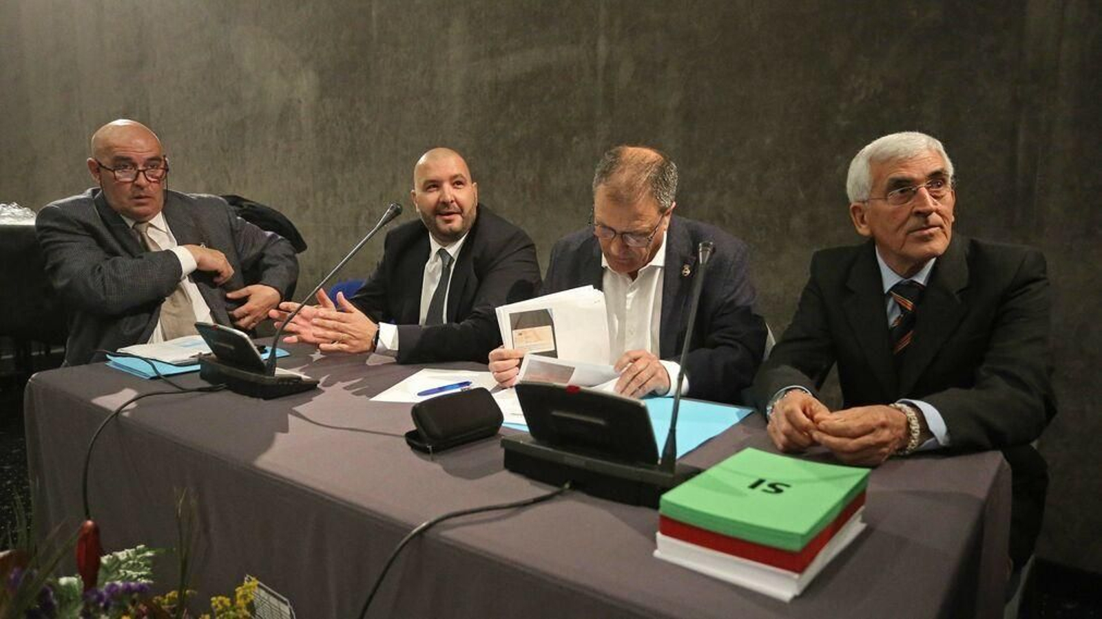 Jesús del Pozo, Raffaele Pandalone, Mario Galán y Paco Gavilán, en la asamblea de febrero de 2020