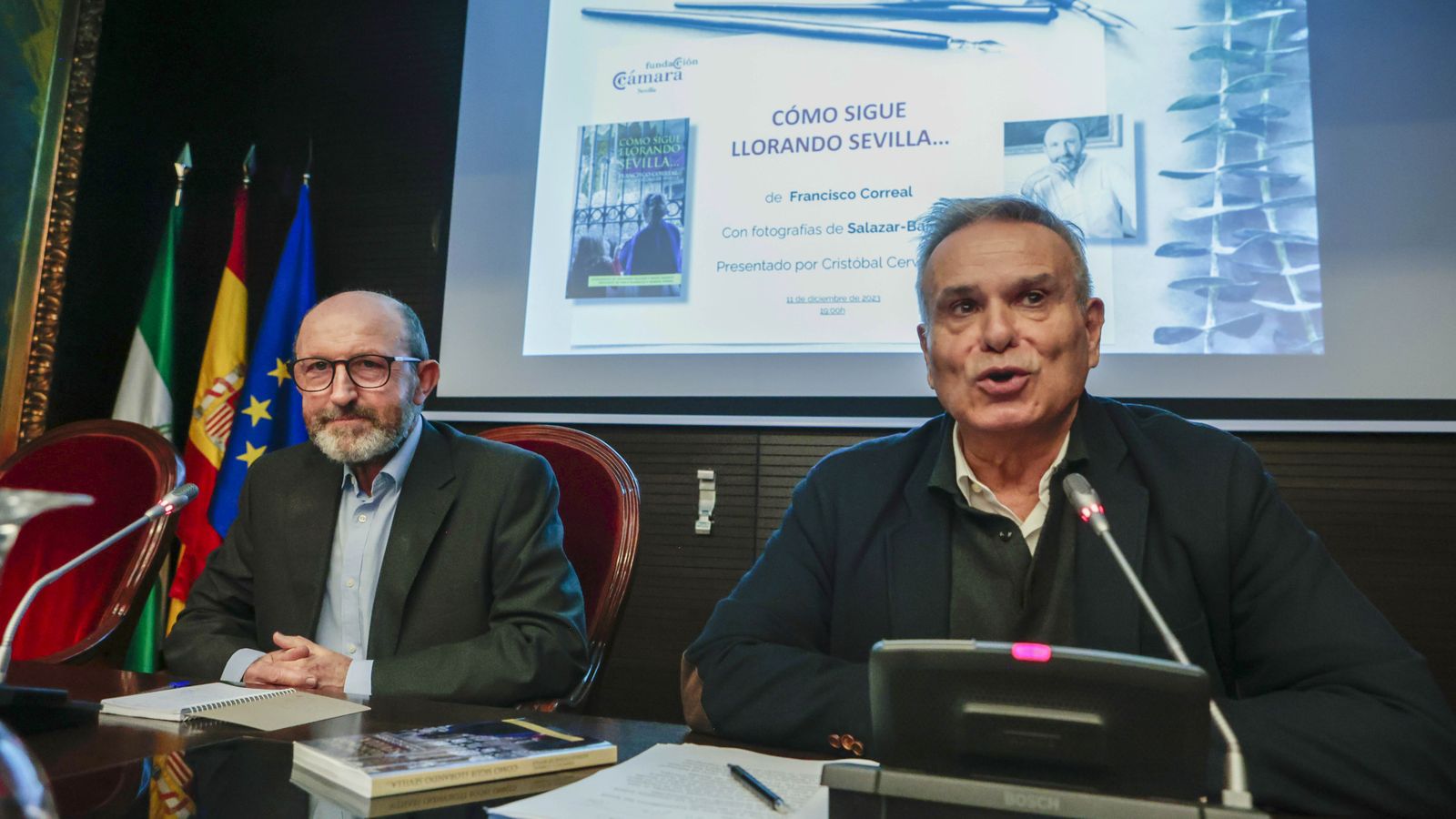 Francisco Correal y Cristóbal Cervantes, durante la presentación del libro.