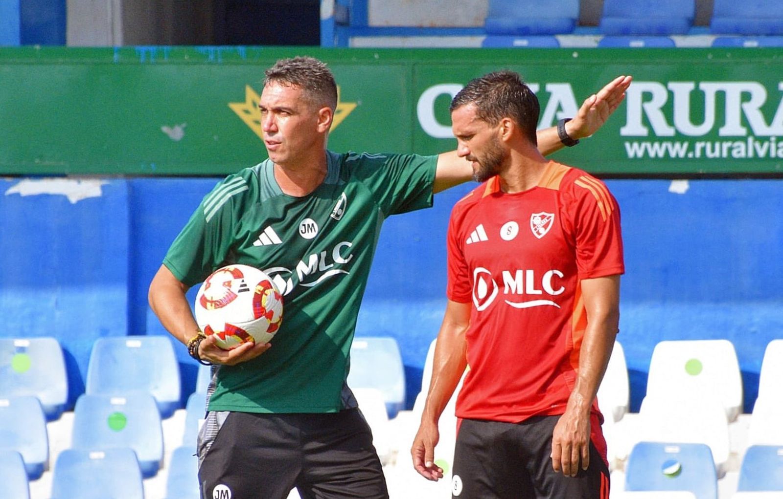 Juan Antonio Milla, junto a Rodri, en un entrenamiento.