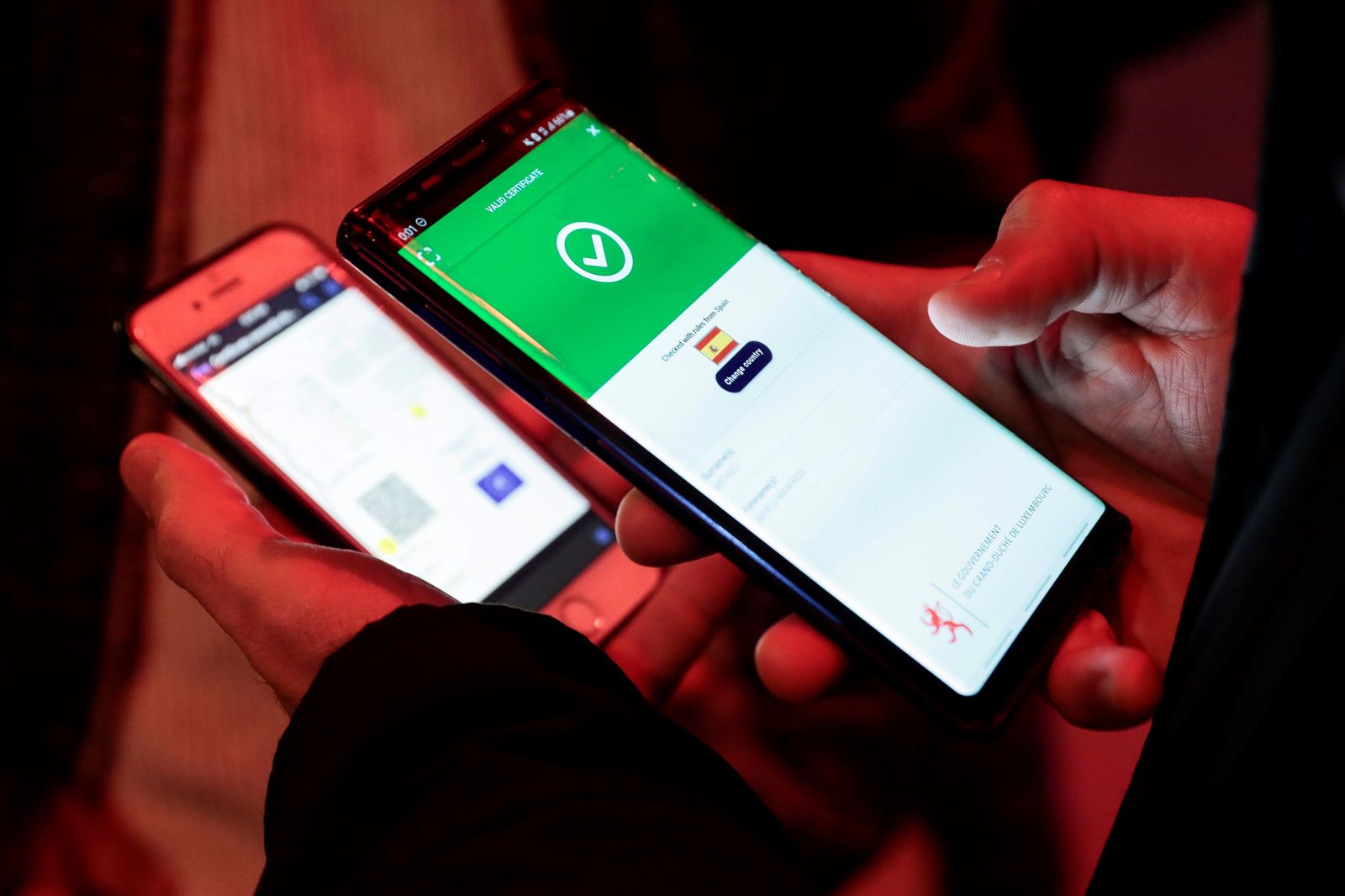 Lectura de un pasaporte covid en un móvil.