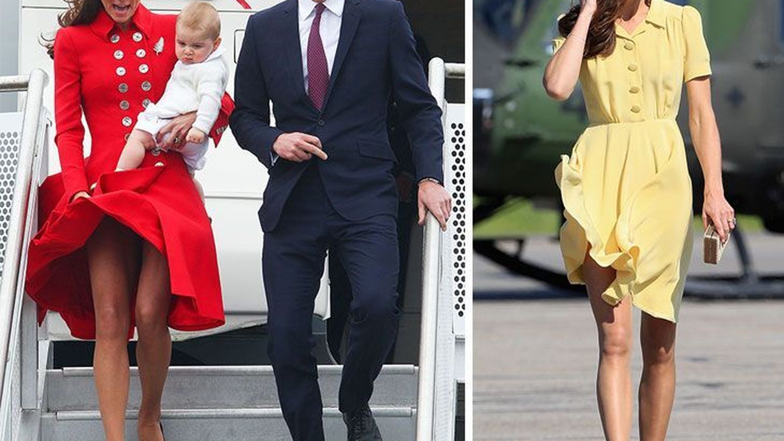 El viento ha jugado varias malas pasadas a la duquesa de Cambridge con sus faldas.