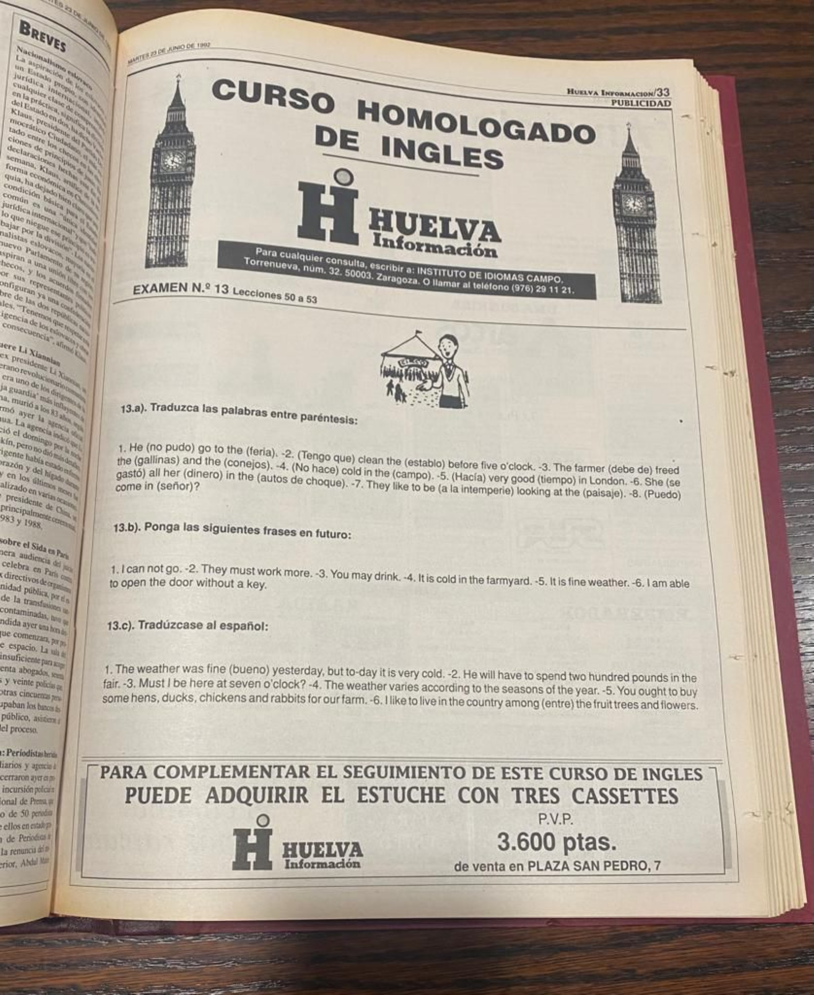 Tres cassettes a 3.600 pesetas