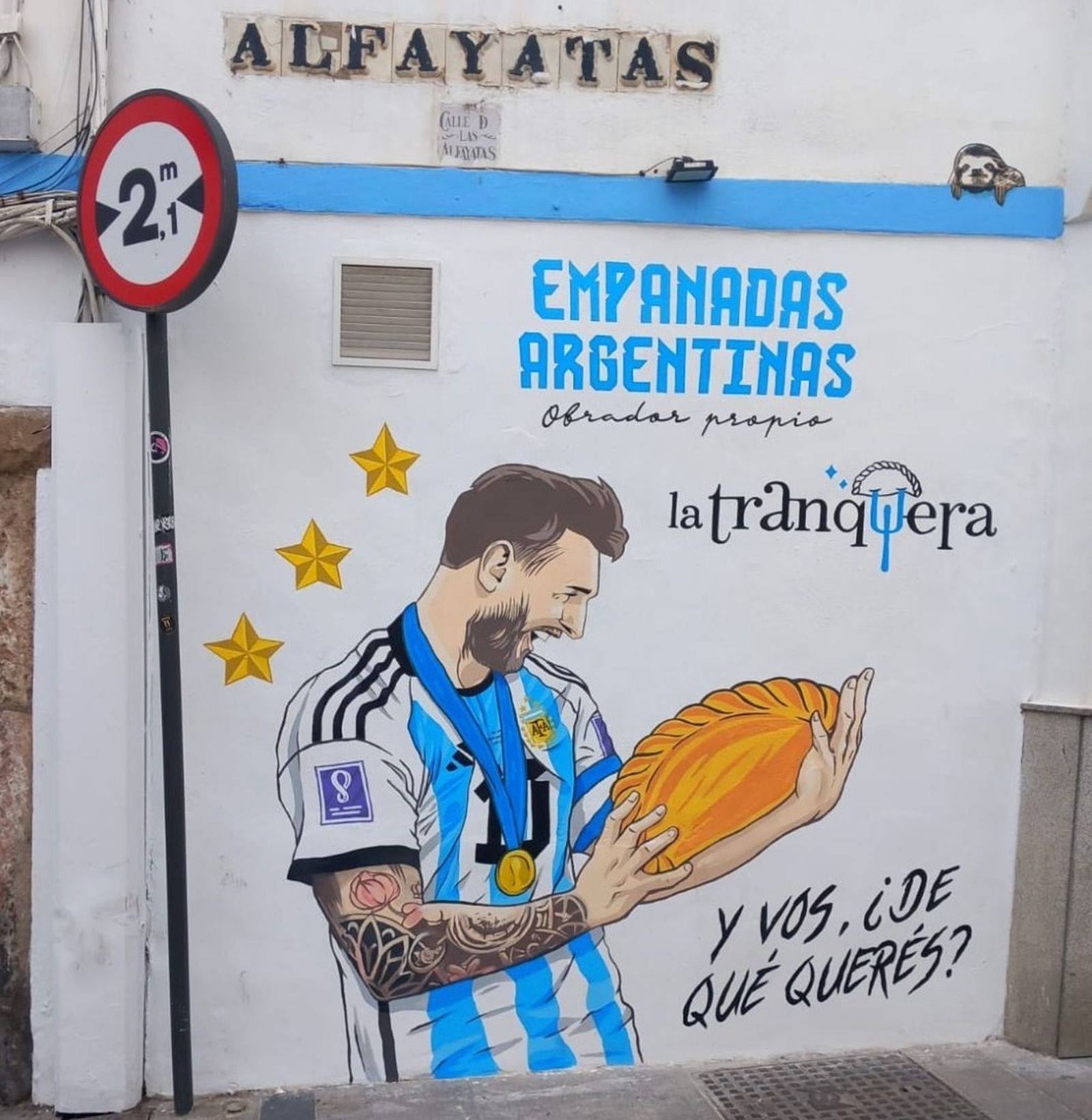 Grafiti de Messi en el Casco Histórico de Córdoba.