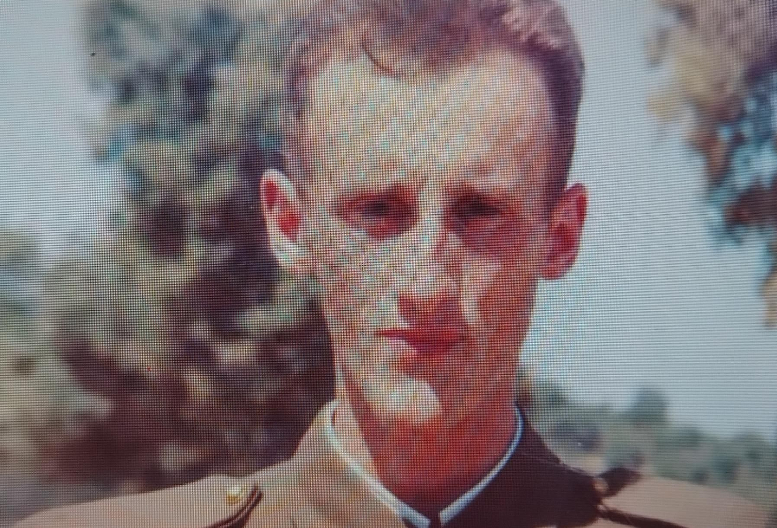 Jorge Martínez, vestido de recluta en sus años de mili