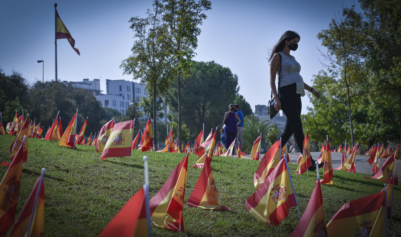 Víctimas del Coronavirus: 53.000 banderas de España junto al río