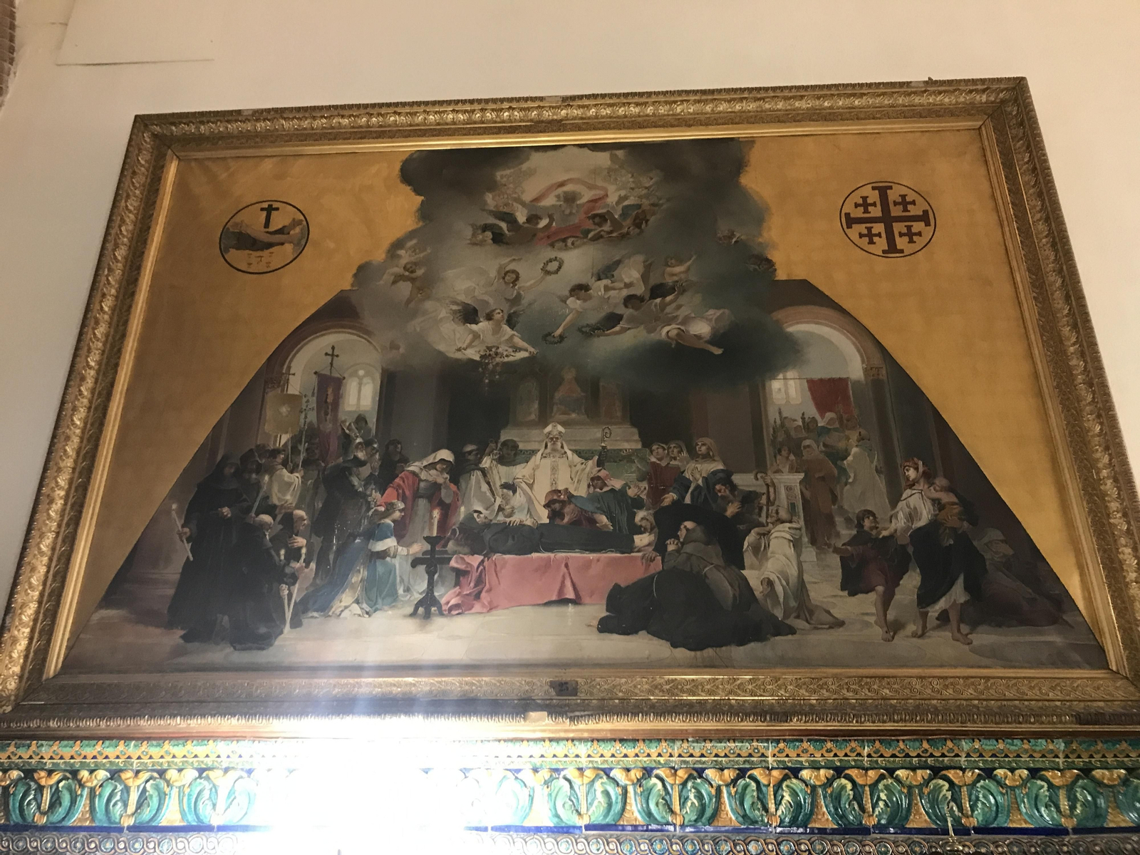 El cuadro 'La muerte de San Francisco', propiedad del Museo del Prado, en depósito en el edificio de Capitanía General, donde preside la entrada de la zona noble. Es obra de Castro Plasencia (1846-1890).