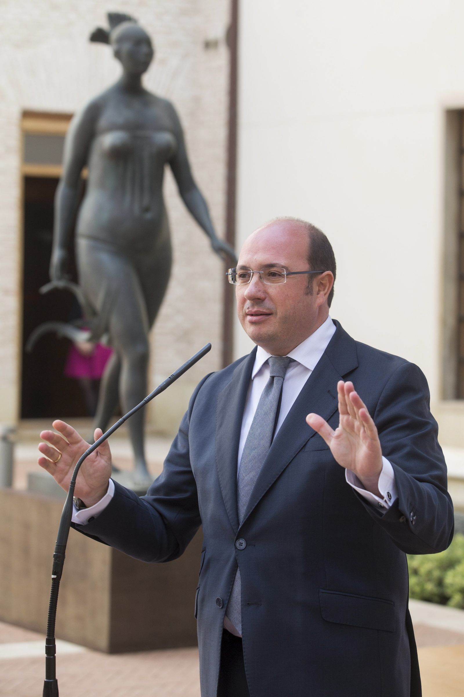 El presidente de Murcia, Pedro Antonio Sánchez, ayer en rueda de prensa.