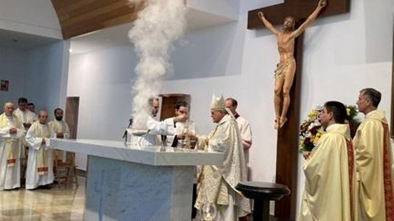 El obispo de Córdoba, durante la ceremonia.