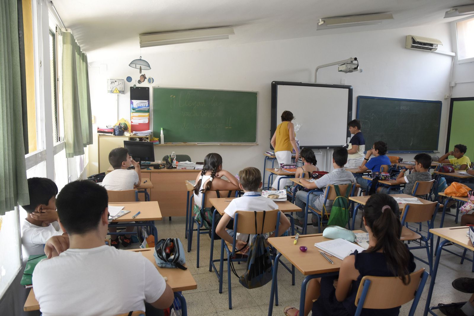 Un aula de un colegio cordobés.